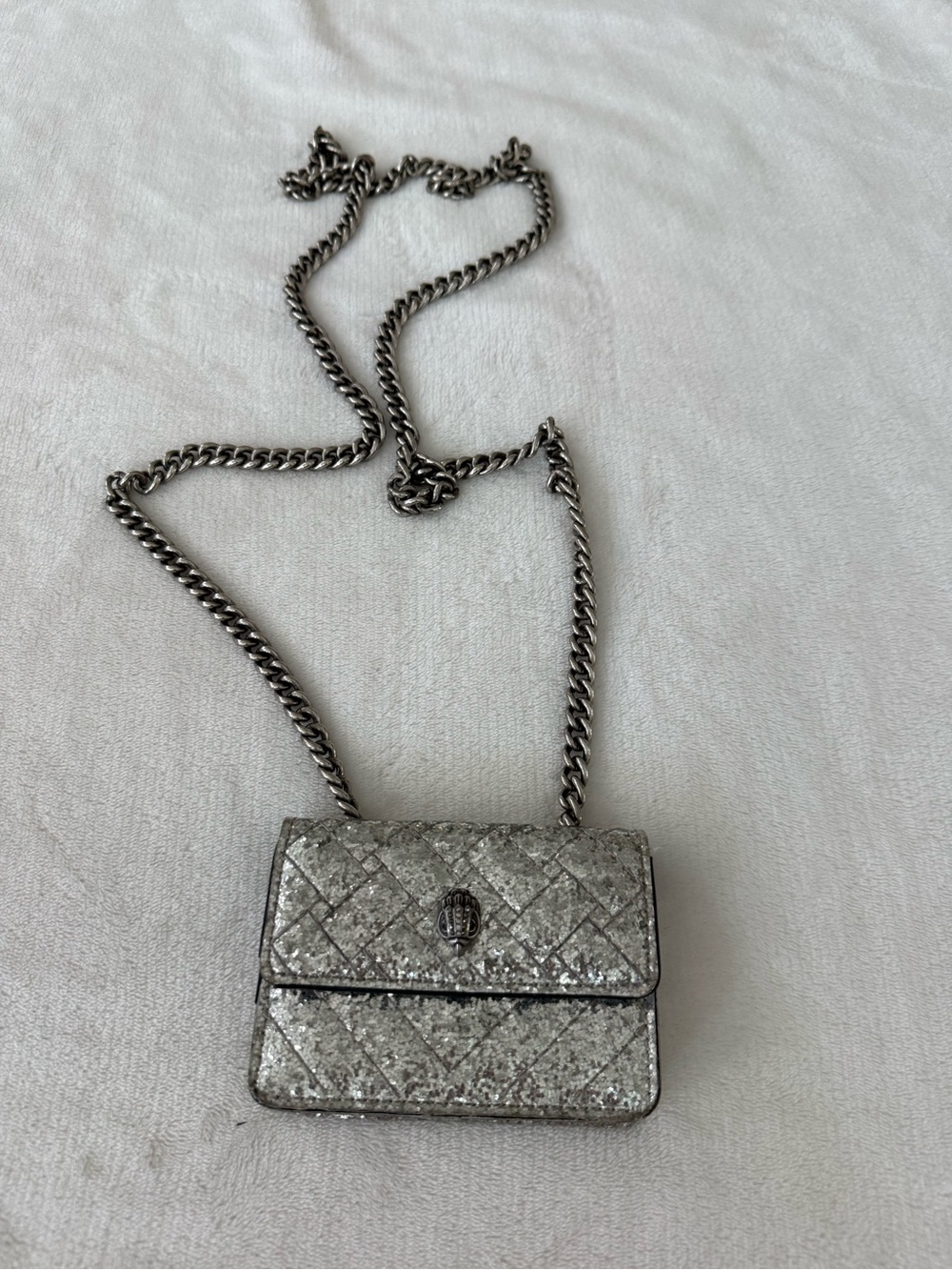 Kurt Geiger London Micro Kensington Bag silver glitter silver eagle head - Picture 2 of 5
